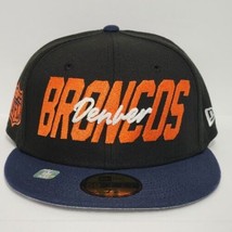 New Era 59Fifty NFL Denver Broncos On Field Hat Size 7 1/4 Fitted Cap Black Blue - £27.69 GBP