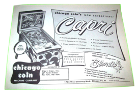 Capri Pinball FLYER 1956 Original UNUSED Pirate Women Beach Vintage Chic... - $34.65