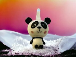 Panda Bear Bead Necklace Pendant Black White Lamp Work Glass Smiling Anime - £10.93 GBP