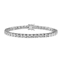 11.50ct Round Simulated Gemstone Tennis Bracelet 14K White Gold Plated Silver 7&quot; - £97.15 GBP