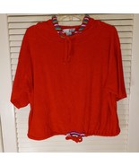 Vintage Terry Cloth Top Size M Waist Tie Hood Red Emporio Chemise Vtg Ho... - £23.55 GBP