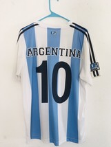 Argentina National Team Jersey Gol #10 Size Large Light Blue Vertical Striped - £26.66 GBP
