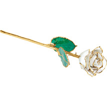 Lacquered April Diamond Colored Rose with Gold Trim - £75.49 GBP