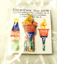 Lapel Cap Hat Pin Coca Cola 2016 Olympics Rio de Janeiro Torch New in Pkg - $3.63