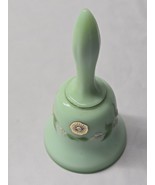 Vintage WESTMORELAND 5.25&quot; Glass Bell Hand Painted BEADED BOUQUET ON MIN... - $243.67 MXN