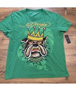 Ed Hardy T Shirt Men XL Y2K Rhinestone Punk Bulldog Crown King Spike Tattoo - $32.50