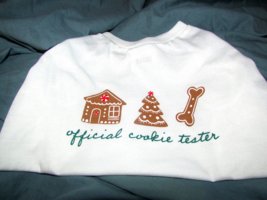 MERRY &amp; BRIGHT sm pet 15-20 lbs T-shirt &#39;official cookie tester&#39; M  (E) - £6.33 GBP