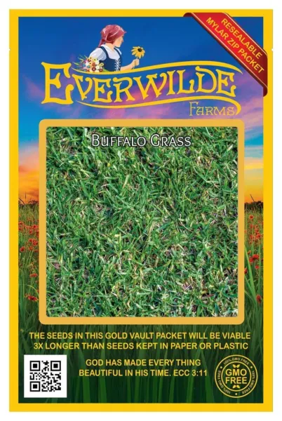 100 Buffalo Grass Native Grass Seeds - Everwilde Farms Mylar Seed Packet - £7.59 GBP