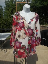 Charter Club Gorgeous Floral Print Sheer Blouse Pm - $11.99