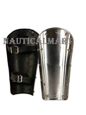 Nauticalmart LARP Shin Guards Leg Protection Armor - Silver