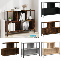 Industrial Wooden Bookcase Book Cabinet Open Storage Unit Cabinet Metal Frame - £72.34 GBP+