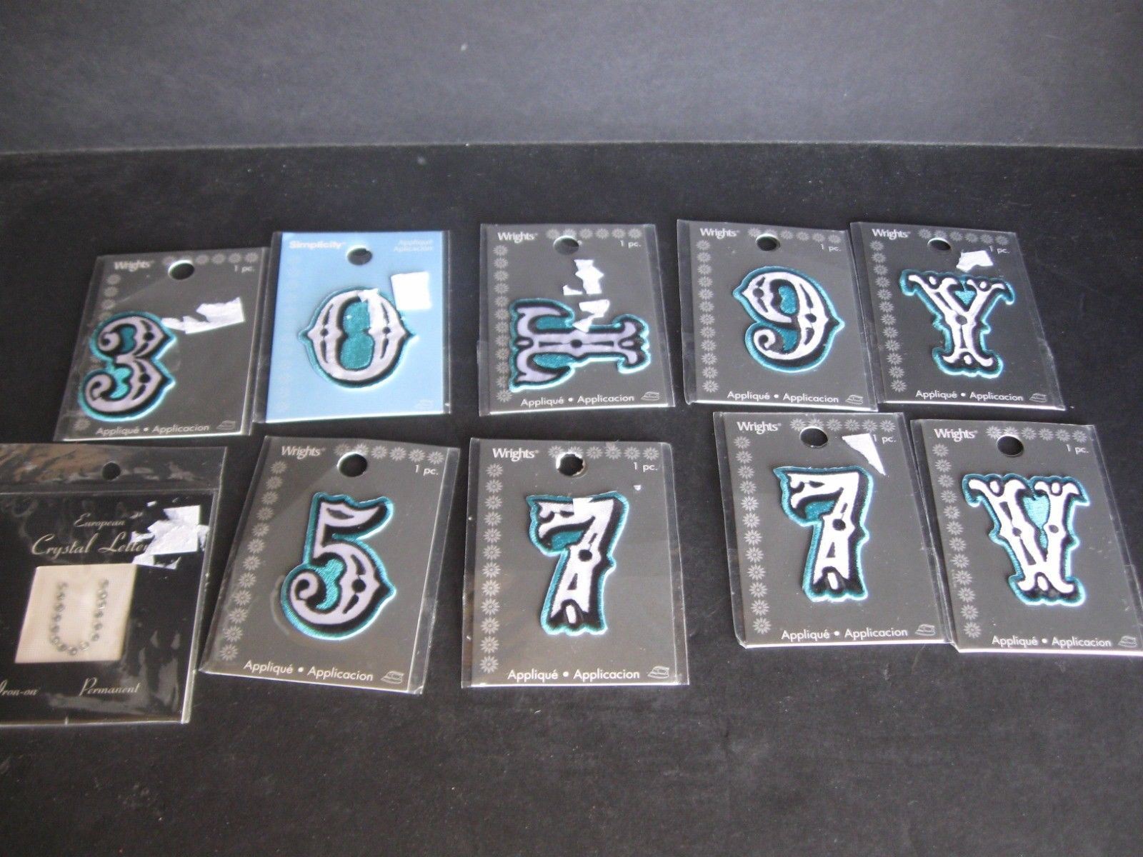 Wrights Simplicity Lot of 10 Applique's Letters Numbers New in Packages - $14.01