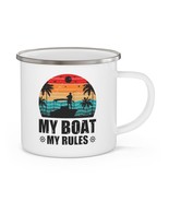 My boat my rules Enamel Camping Mug gift boating outdoors stocking stuffer - £19.82 GBP