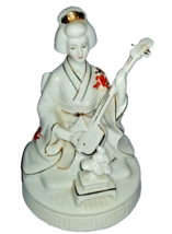 Japanese Geisha Musical Miniature Statue Figurine with a Shamisen VINTAGE - £14.77 GBP