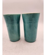 Vintage Red Wing Pottery Gypsy Trail Tumblers Set Of 2 Turquoise - £25.40 GBP