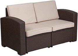 Loveseat In Chocolate Brown And Beige From Afuera Living. - £452.88 GBP