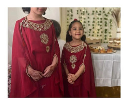 RED Kaftan Dress Kids Girls Moroccan Maxi Long Gown Stylish Kimono Ramad... - £48.17 GBP