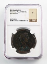 138-161 Ad Romain Empire AE Sesterce Antoninus Pius Classé Par NGC Comme F. #775 - £1,250.36 GBP
