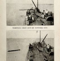 1914 WW1 Print British Torpedo Shot Off Ship Antique Military Period Col... - $34.99