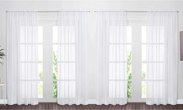 Nicetown 4 Pieces Sheer White Curtains 84 - Window, 4 Panels, W60 X L84 - £31.28 GBP