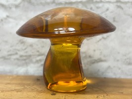 Vintage Viking Glass AMBER Mushroom Paperweight 2.25 Inches x 2.25” w - £178.45 GBP