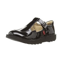 Kickers Girls&#39; Kick Patent T-Bar Shoes - Black/Black, 1 UK (33 EU)  - £73.36 GBP