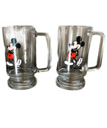 Set Of 2 Walt Disney Productions Mickey Mouse Clear Glass Beer Mug Cup S... - $414.49 MXN
