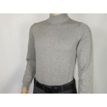 Men's Sweater Knit By BRANGO Turkey Mock Neck Cotton Blend 21050 Gray image 3