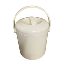 Portable White Ice Bucket Insulated solid Handle and Lid White Interior USA - £13.23 GBP