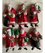 Vintage set of 6 Santa Clause ornaments, Christmas tree, Holiday decor, ... - $884.36 MXN