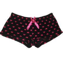 Sleep &amp; Co Womens Juniors  Valentines Sleep Shorts Size L Red Hearts Black - $12.80