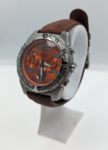 Jacques Lemans 1-1343 Men&#39;s Watch Chronograph Steel &amp; Orange AS IS - $117.81