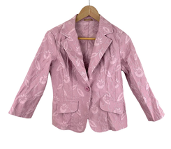 Pink Blazer Jacket Floral Design Large Women&#39;s Forever 21 XXI  - £13.36 GBP