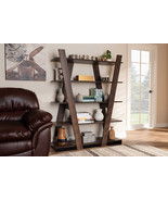 Kara Dark Brown Finished Geometric Wood Bookshelf - $298.92 CAD