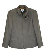 Armani Collezioni Wool Cotton Jacket Women&#39;s 6 Wrap Collar Double Zip Italy - $179.99