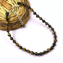 Natural Tiger&#39;s Eye 8x8 mm Beads Adjustable Thread Necklace ATN-74 - £11.26 GBP