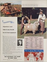1950 Print Ad National City Bank of New York Prize Argentine Sheep Wool - £14.64 GBP