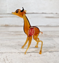 Vintage Hand Blown Glass Lampwork Giraffe Animal Figurine Made in Italy 2 1/2&quot; - £14.33 GBP