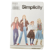 Simplicity 8563 Sewing Pattern Girls Sz 7-10 Pants Skirt Shirt Vest Uncut - £9.65 GBP