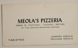 Meola&#39;s Pizzeria Vintage Business Card Tuscan Arizona bc4 - $4.94