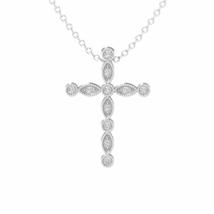 SwaraEcom 14K White Gold Plated 1.40 Ct Round Simulated Diamond with CZ Cross Pe - $69.99