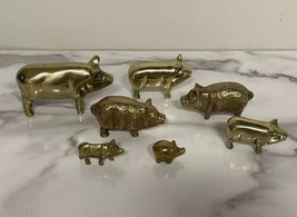 Vintage Brass Pig Figurine Lot Paperweight Animal Hogs Pigs - $18.70