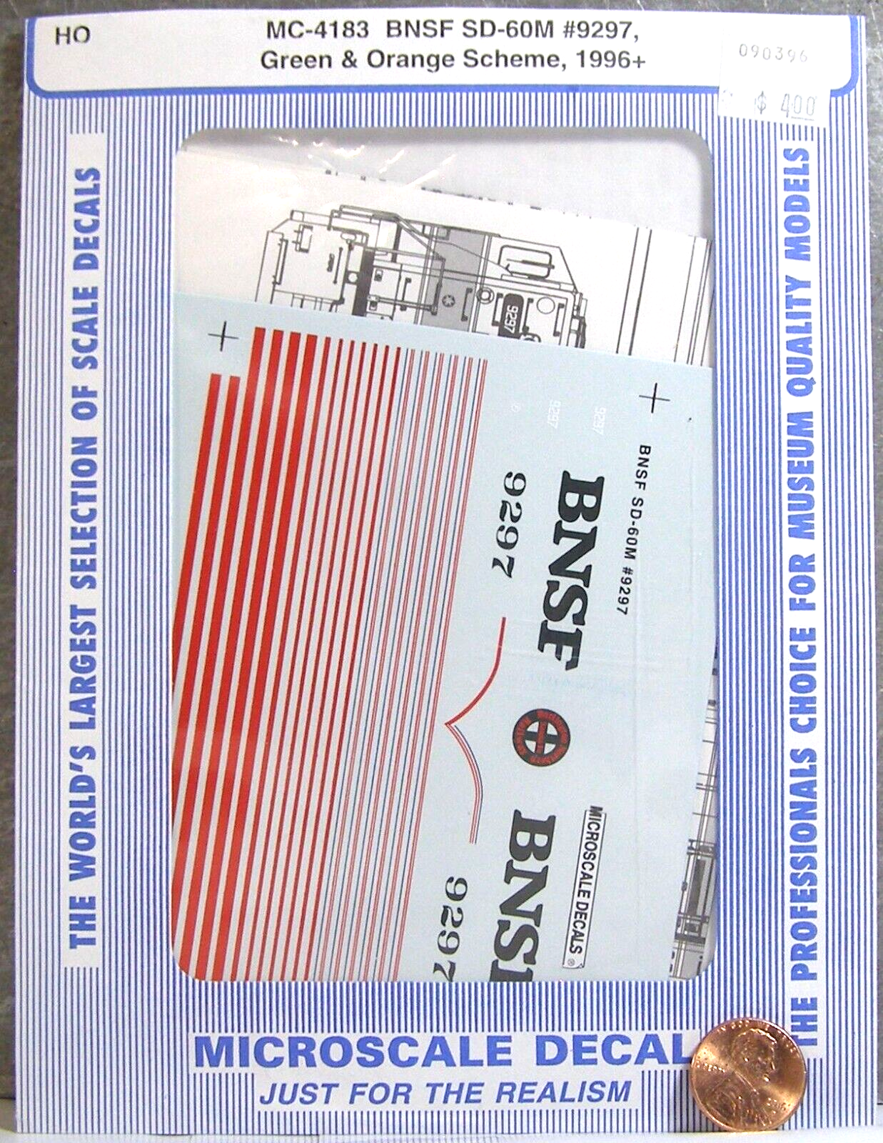 Microscale Model Train Decals HO MC-4183 BNSF SD-60M #9297 1996+ G&amp;O S1M - $5.95