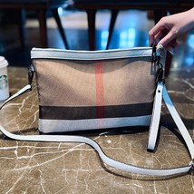 Fashion  Women Clutch Bag Clic Stripes Canvas Leather Female Crossbody Wristlet  - £148.53 GBP