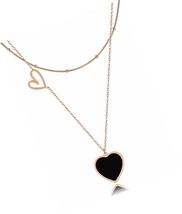 Heart Pendant Double Layered Chain Choker Stacked for - £43.11 GBP