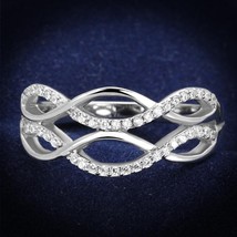 Amazing Double Criss Cross Over Band Cz 925 Sterling Silver Engagement Ring - £72.51 GBP