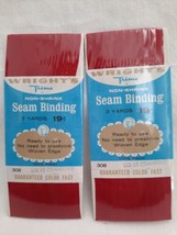 2 NIP Vintage Wright&#39;s Rayon Seam Binding 3 Yards ~ Red 65 Cranberry - £10.15 GBP