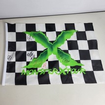 Race Car Checkered Flag Signed 17 in x 11 in Black White Green - £7.98 GBP