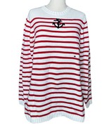 NEW Casual Corner Annex White Red Striped Nautical Anchor Sweater Y2K Wo... - $28.70