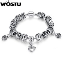 Luxury Vintage Silver Charm bracelet for Women Fashion DIY Beads Jewelry Fit Ori - £15.13 GBP